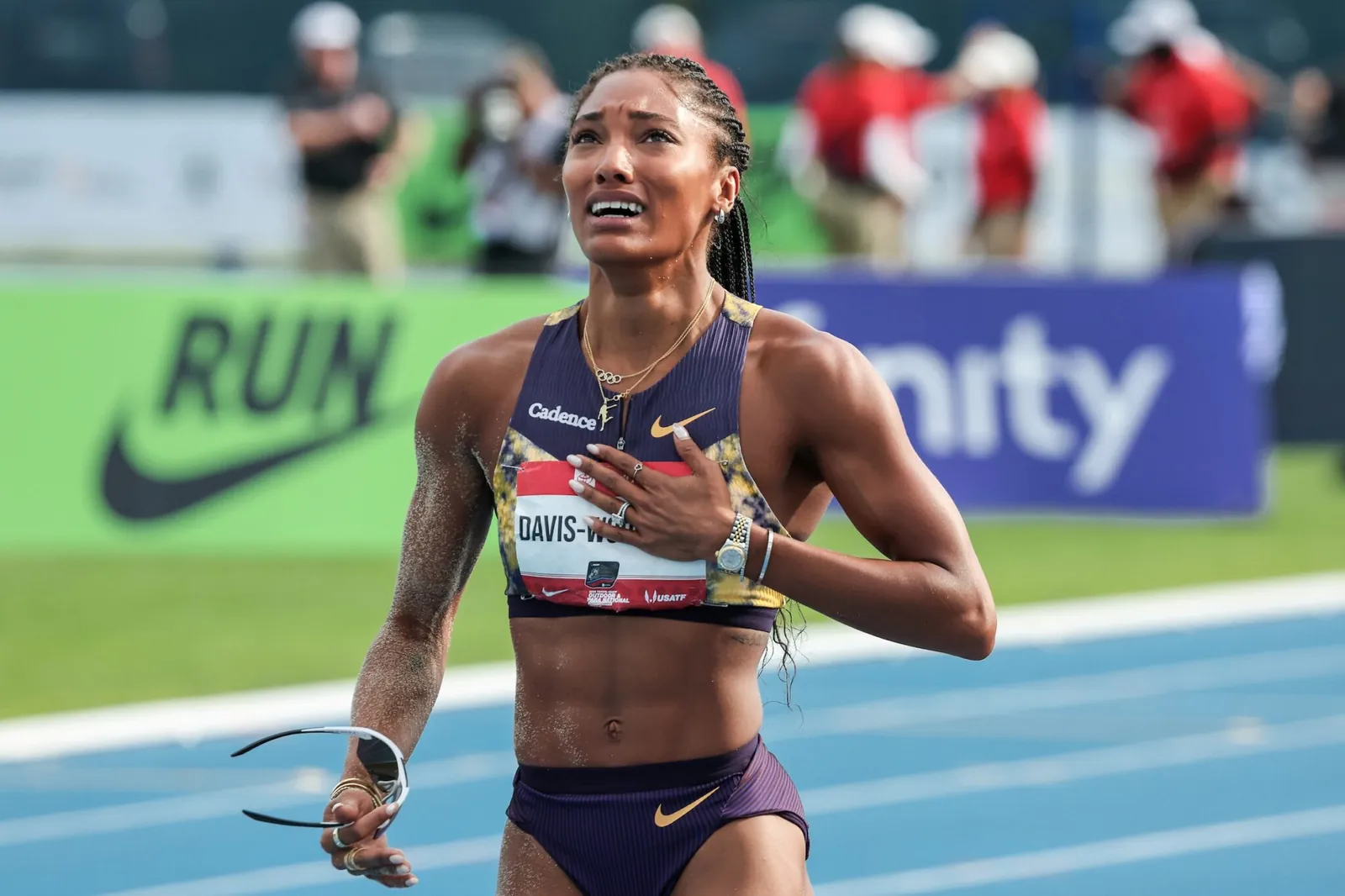 Tara Davis-Woodhall at 2026 USATF Championships. Photo: Kevin Morris
