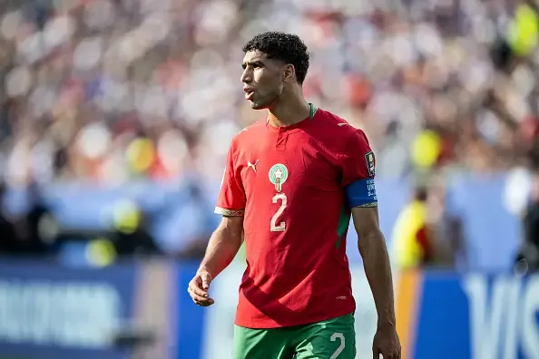 Achraf Hakimi of Morocco looks dejected