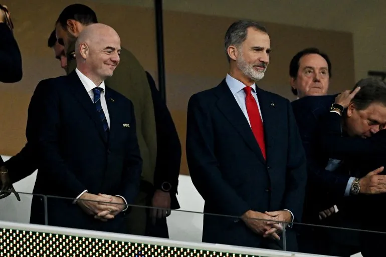 King Felipe VI of Spain alongside FIFA president Gianni Infantino at FIFA World Cup 2026