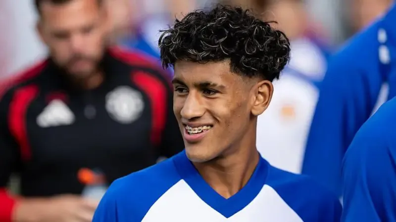 JJ Gabriel of Manchester United walks out ahead of the during the pre-season friendly match between Rosenborg and Manchester United