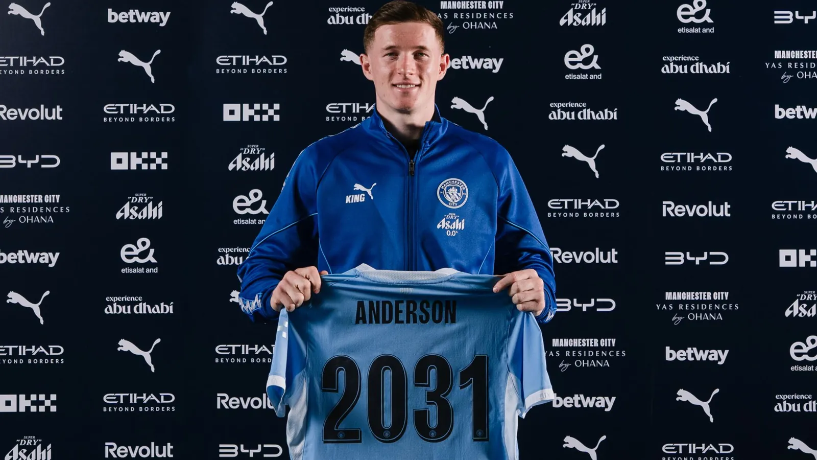 Elliot Anderson Signs for Manchester City at Manchester City Football Academy on July 22, 2026 in Manchester, England. (Photo by Declan Lloyd/Manchester City FC)